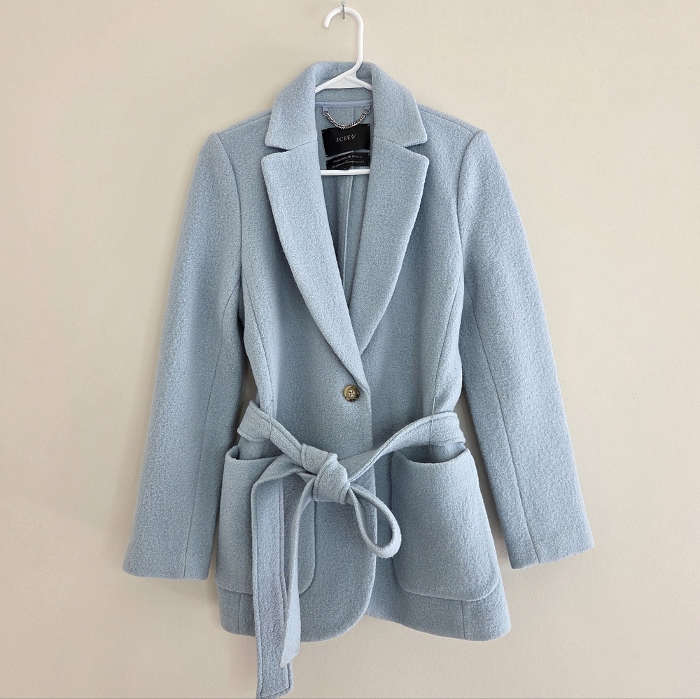 J. Crew Light Blue Wool Belted Blazer Coat - Picture 4 of 8